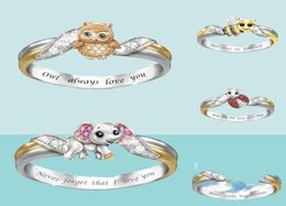 Owl Always Love You Rings For Girls Ladies Cute Animal Rings Unicorn Bee Elephant Turtle Rings1020400