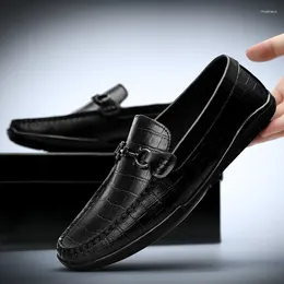 Casual Shoes Italian Genuine Leather Luxury Handmade Black Mens High Quality Dress Slip-on Loafers Driving