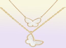 luxurious Jewellery necklaces designer diamond Two butterfly Pendant necklace for women gold Red Bule White Shell platinum pendants 6319652