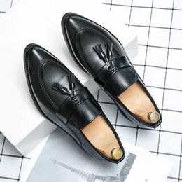 Casual Shoes Non-Slip Men's Tassel Pointed Toe Dress Leather Social Shoe Male Comfortable For Men Loafers