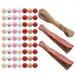 Decorative Figurines 1 Set Unfinished Wooden Loose Beads Valentine's Day Crafts Making