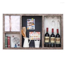 Decorative Plates Metal Industrial Retro Wall Shelf With Clock Wine Rack