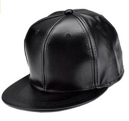 PU Leather Baseball Cap Sport Hats Black Snapback 10pcslot 08013128