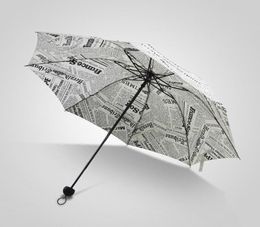 Creative Retro Newspaper Sunny Umbrella Dual Use Trifold Fold Men Women Student Fashion Personality Gift Umbrella Whole3238166