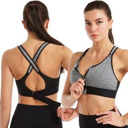 Sports Bras For Women Active Wear Women Adjustable Bra Yoga Vest Front Zipper Plus Size Lingerie Gym Workout Athletic Brassiere