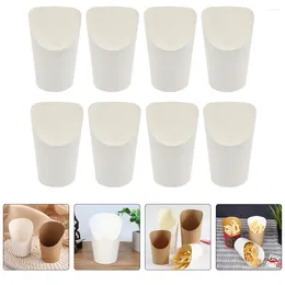 Disposable Cups Straws 50 Pcs Falafel Chip Cup Takeaway Mug Kraft Paper Fries Chicken Popcorn Box Portable White