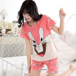 Home Clothing Summer Korean Women's Short Sleeved Pajamas Sets Cartorn Printing Clothes Suit Ladies Casual Sleepwear Wholesale