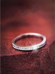 Pave setting Luxury Jewellery Vintage Soild 925 Sterling silver Topaz CZ Diamond Wedding Engagement Band Rings for Women Size 59 Ne1775563