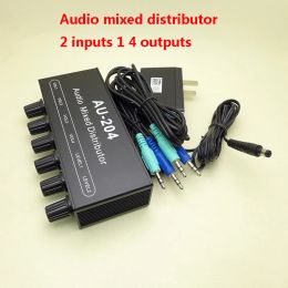 Mixer Stereo Audio Signal Mixer Board 2 Way Input 4 Way Output Drive Headphone Power Amplifier Mixing AMP Board W Tone Control