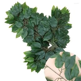 Decorative Flowers 10PCS Artificial Plastic Banyan Leaves Interior Decoration Green Plant Fake Leaf Flower Arrangement Ornament Wedding