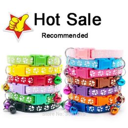 Whole Paw Collars 100 X Cute Bell Small Dog Collar Cat Collars Pet Collar Adjustable Puppy Cats Accessories 210325227G