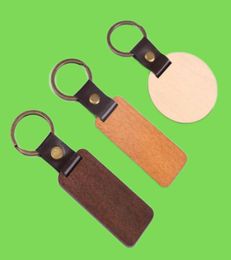 Leather Beech Wood Carving Keychains DIY Engraved Wood Keychain Key Rings for Men WOmen Birthday Party Anniversary Gift9747527