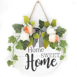 Decorative Figurines 1Pc Wooden Welcome Home Artificial Flower Sweet Love Sign Beautifully Decorated Store Wall Hanging Sig