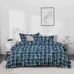 Bedding Sets Simple Plaid Cartoon Skin Friendly Three Piece Set Home Textiles Duvet Cover With Pillowcase