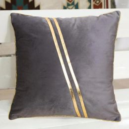 Pillow Dustproof Pillowcase Breathable Golden Striped Square Pillowcases Chic Decorative Covers For Room Sofa Housewarming Gift