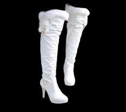 White Fashion Over The Knee Boots Women High Heels Shoes Ladies Thigh Winter Leather Long Female Size 438305838