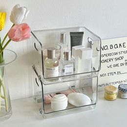 Hooks Desktop Storage Rack Cosmetics Box Makeup Shelves Transparent Multifunctional Sundries Organiser Shelf