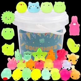 1236PCS for Kids Kawaii Animals Squishies Mochi Squishy Toys Glow in The Dark Party Favors Stress Relief 240410