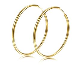 Womens Girls Smooth Hoop Earrings 18K Yellow Gold Filled Big Large Circle Huggies Earrings 40mm Diameter4670208