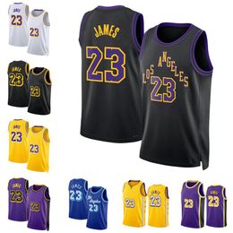 Basketball Jerseys 23 James 3 Davis Austin Reaves yellow white black mamba 2023/24 fans city jerseys Men youth women S-XXL