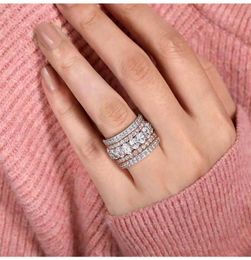 Arrival Rose Gold Color 4 Pieces Stacked Stack Wedding Engagement Ring Sets For Women Fashion Band R5899 2110121280559