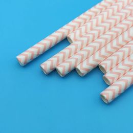 Disposable Cups Straws Straw Paper For Drink With Pink Wave Pattern Festival Decor Kitchen Accessories 25pcs