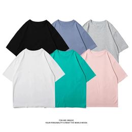 Cotton T Shirt for Men Solid Color Summer Tshirts Womens Basic Tshirt Casual Loose Short Sleeve Tops Tees Classic Female 240403