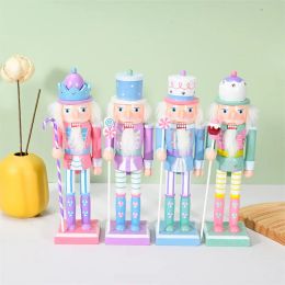 25/38cm Wooden Nutcracker Soldier Christmas Ornaments Handcraft Nutcracker Puppet Desktop Figures Christmas Decorations for Home