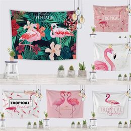 Tapestries 20pcs Wholesale Flamingo Tapestry Polyester Printed Modern Decorative Wall Hanging Background Cloth For Room Dorm Bedroom Decor