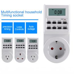 Digital Timer Switch Outlet Electronic Kitchen Timer Outlet 12/24 Hour Cycle Programmable Timer Outlet Time Setting Days Setting