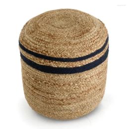 Pillow Pouffe Cover Jute Braided Style Floor Decor Ottoman Living Modern Foot Stool Decorative Pillows