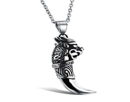Man Wolf Tooth Necklace Pendant For Men Boy Fashion Brave Wolf Tooth Dragon Stainless Steel Vintage Jewelry Necklaces GX9431988981