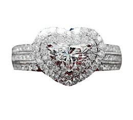 Luxury Heart Shaped Diamond Fashion Women039s Ring Silver Plated Engagement Ring Whole and Retail Size 5128352991