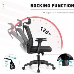 Brick Attic Office Chair, Ergonomic Desk Chair with Height Adjustable Lumbar Support and Headrest, Computer Chair with 2D Armres