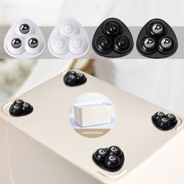 4Pcs Self Adhesive Pulley Universal Wheel Three Beads Pulley Mute Ball For Household Storage Box Cupboard Mobile Base Accessory