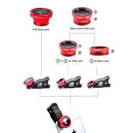 3 In 1 Cell Phone Camera Lens Kit 360 Degree Rotate Shark Tail Shape Clip Wide Angle Macro Fisheye Len Suitable for Mobile Phone