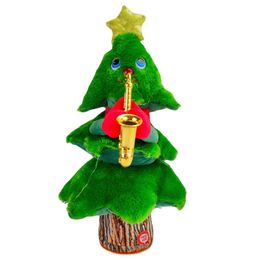 Christmas Tree Doll Musical Soft Xmas Tree Figurine Gift Singing Xmas Tree for Cafe Bedroom Decorations Birthday Gift Ornament