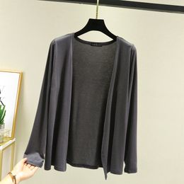 Lady's Modal Short Cardigan spring summer thin T-shirt open-front Long sleeves Casual sun-proof clothing Air-conditioned shirt