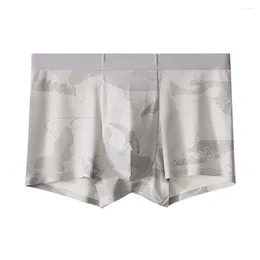 Underpants Men Printed Boxers Briefs Middle Waist Shorts U Convex Pouch Daily Underwear Breathable Moisture Absorption