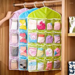 Storage Boxes 16 Pockets Clear Hanging Bag Socks Bra Underwear Rack Hanger Organizer For Bathroom Bedroom Living Room Saving Space