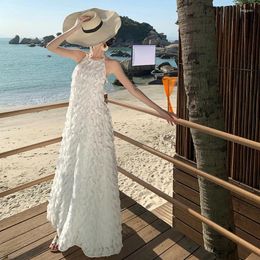 Casual Dresses Wedding White Dress Off Shoulder Hault Long Korean Style Boho Beach Backless Lace-up A Line Vestidos Drop