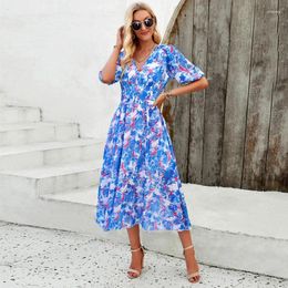 Women Beach Dress Summer Outdoor Cover Ups Clothing V-neck High Waist Bathing Suit Long Short Sleeve Push Up Swimwear