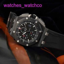 Female AP Wrist Watch Royal Oak Offshore Series Automatic Mechanical Mens Watch Forged Carbon 44mm Time Display Ceramic Ring Tape Waterproof Night Light 26400