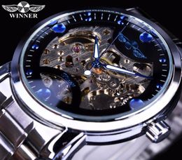 Winner Blue Ocean Fashion Casual Designer Stainless Steel Men Skeleton Watch Mens Watches Top Brand Automatic Watch Clock9663101