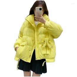 Womens Down Parkas 2024 Winter Jacket Thickened Short Cotton-Padded Loose Female Coat Thin White Duck Warm Outerwear Drop Delivery App Otm54