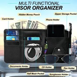 Car Sun Visor Organiser Storage Holder Car Styling Visor Clip Sunglasses Holder Card Ticket Storage Bag Pouch Organiser Tools