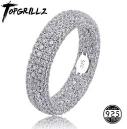 Quality 925 Sterling Silver Stamp Ring Full Iced Out Cubic Zirconia Mens Women Engagement Rings Charm Jewelry For Gifts Y07231166909