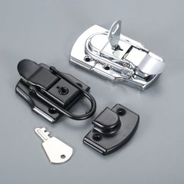 1 Set 76*45mm Air Box Cabinet Toggle Latch Lock with Key Metal Hasp Buckle for Tool Box Case Suitcase Tool Hardware Sliver/Black