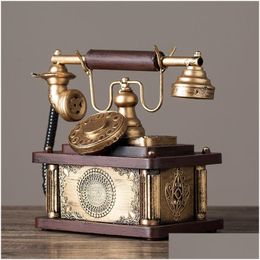 Decorative Objects & Figurines Retro Vintage Phone Model Small Decoration 1980S Nostalgic Object Home 230714 Drop Delivery Garden Deco Dhbnl