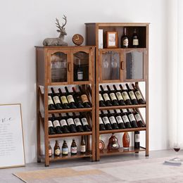 Small Wine Cabinet Floor Wooden European Style Vintage Miniature Luxury Showcase Wine Rack Organiser Porte Vin Club Furniture